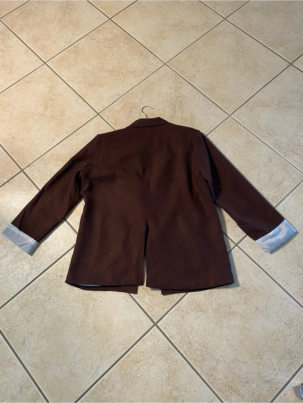Tahari Linen Brown open Double-Breasted Women's Blazer